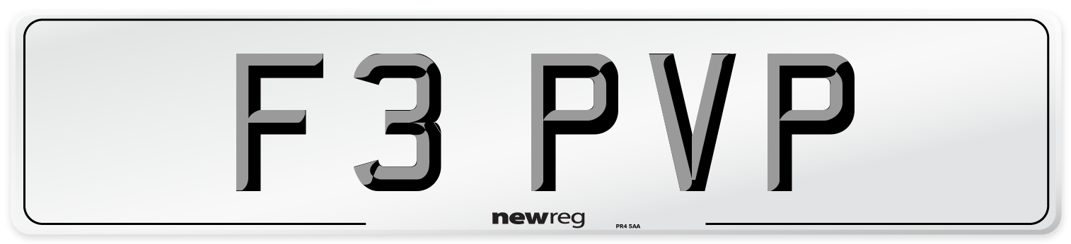 F3 PVP Number Plate from New Reg
